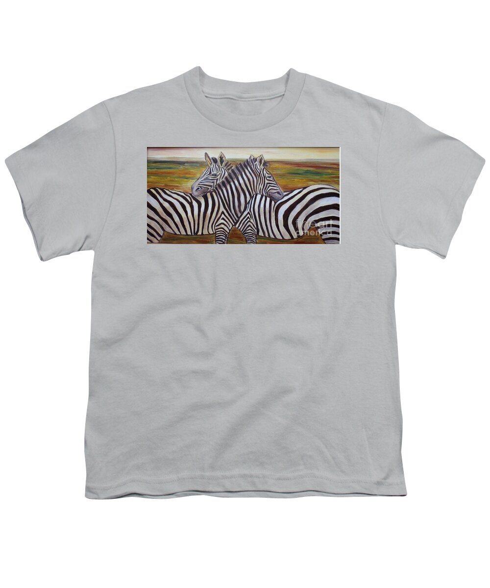 Zebras Youth T-Shirt featuring the painting I Think Its This Way by Julie Brugh Riffey