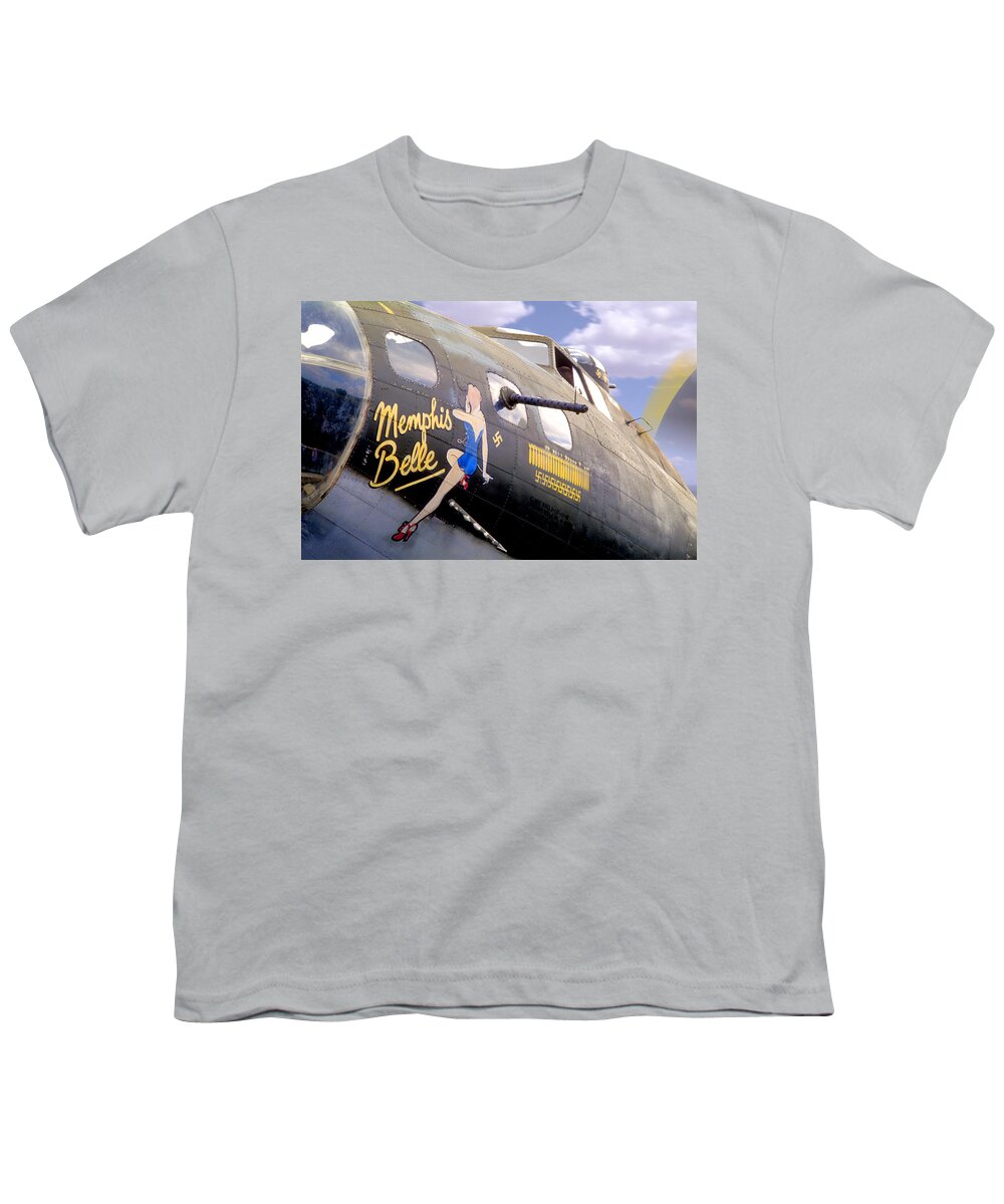 Warbird Youth T-Shirt featuring the photograph Memphis Belle Noce Art B - 17 by Mike McGlothlen
