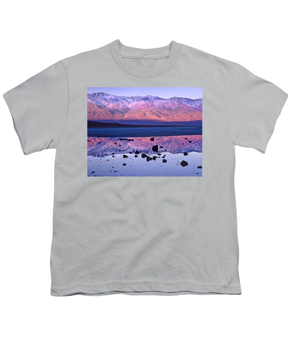 00175897 Youth T-Shirt featuring the photograph Panamint Range Reflected In Standing by Tim Fitzharris