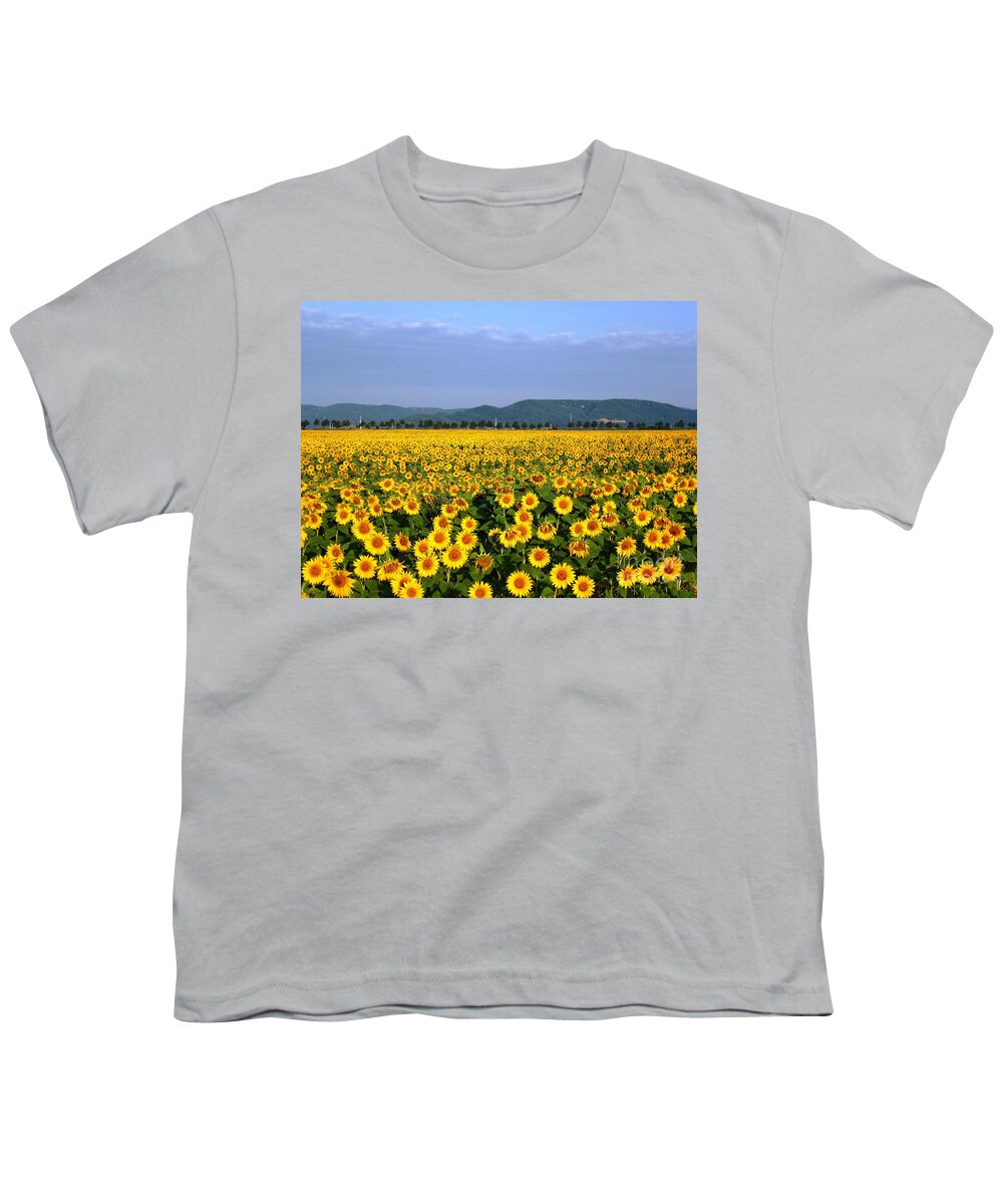 Sunflower Youth T-Shirt featuring the photograph World of Sunflowers by Amalia Suruceanu