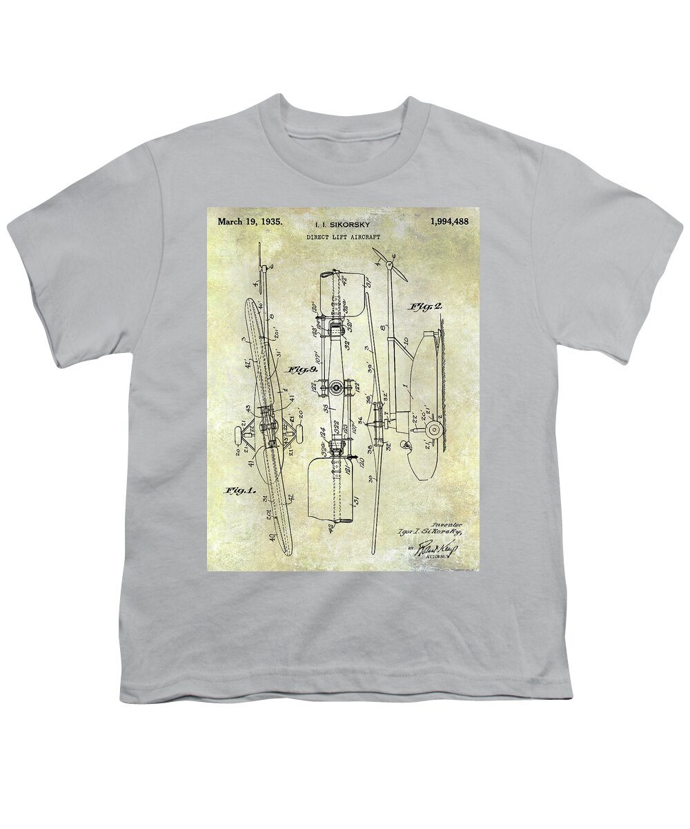 1935 Helicopter Patent Youth T-Shirt featuring the photograph 1935 Helicopter Patent by Jon Neidert