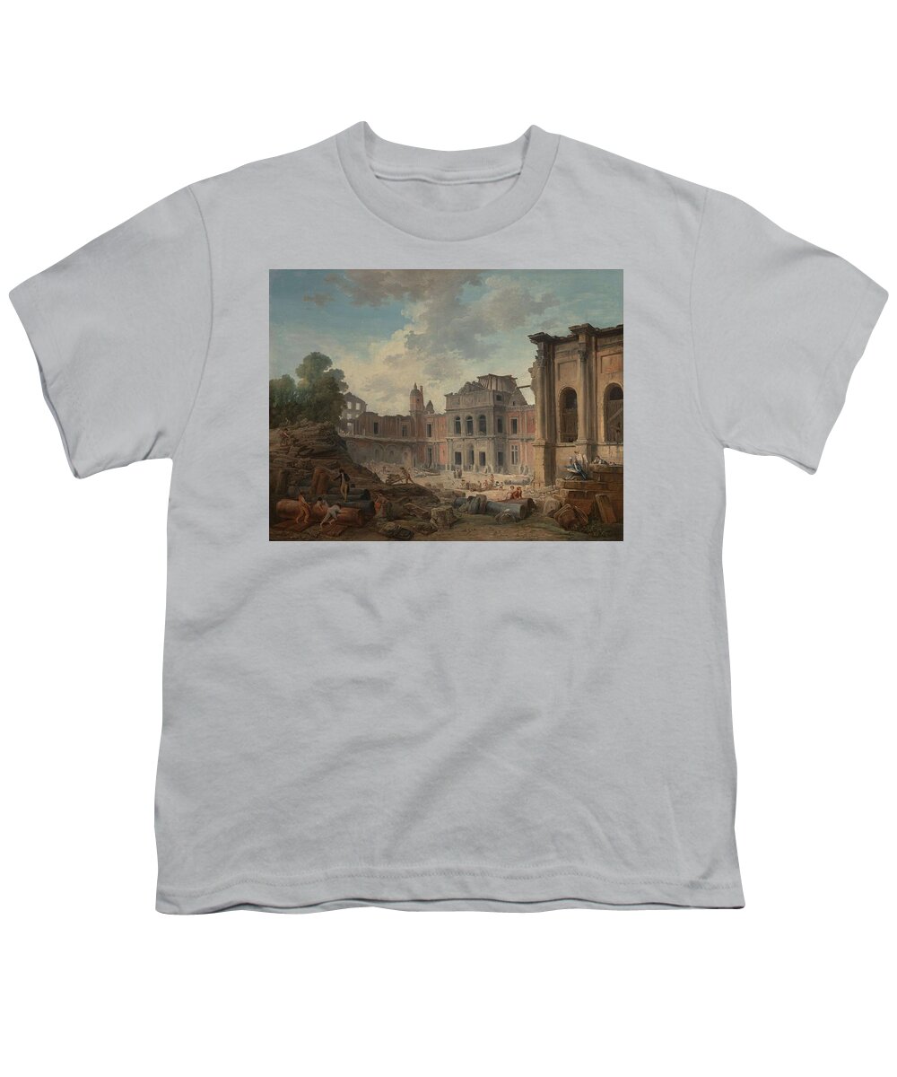 Hubert Robert Youth T-Shirt featuring the painting Demolition of the Chateau of Meudon by Hubert Robert