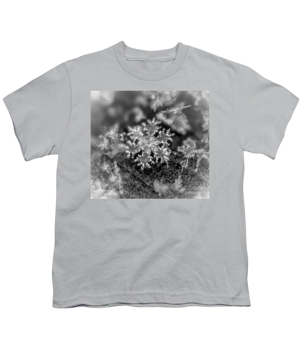 Cheryl Baxter Photography Youth T-Shirt featuring the photograph Macro Snowflake #1 by Cheryl Baxter
