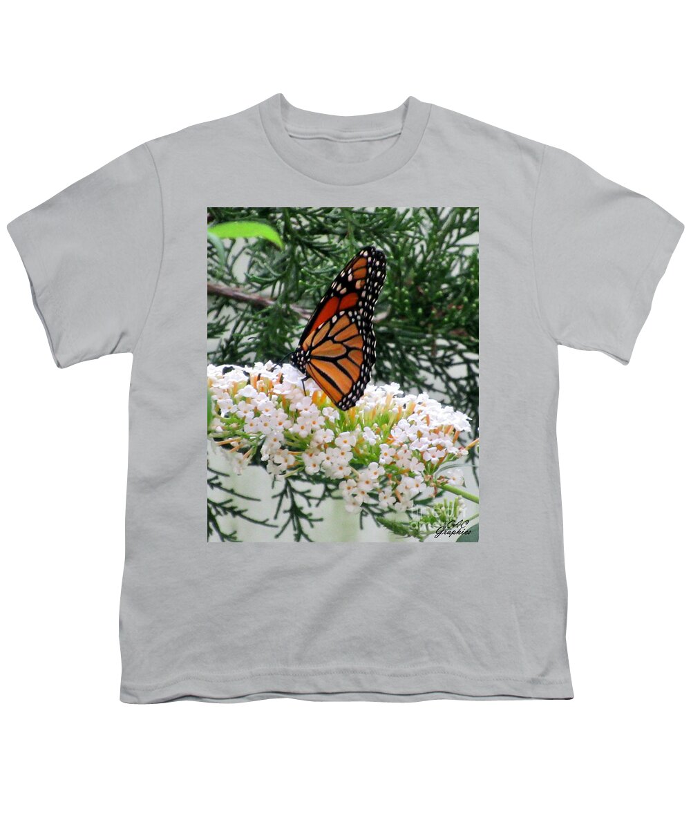 Butterfly Youth T-Shirt featuring the photograph Monarch Butterfly In The Garden 2 by CAC Graphics