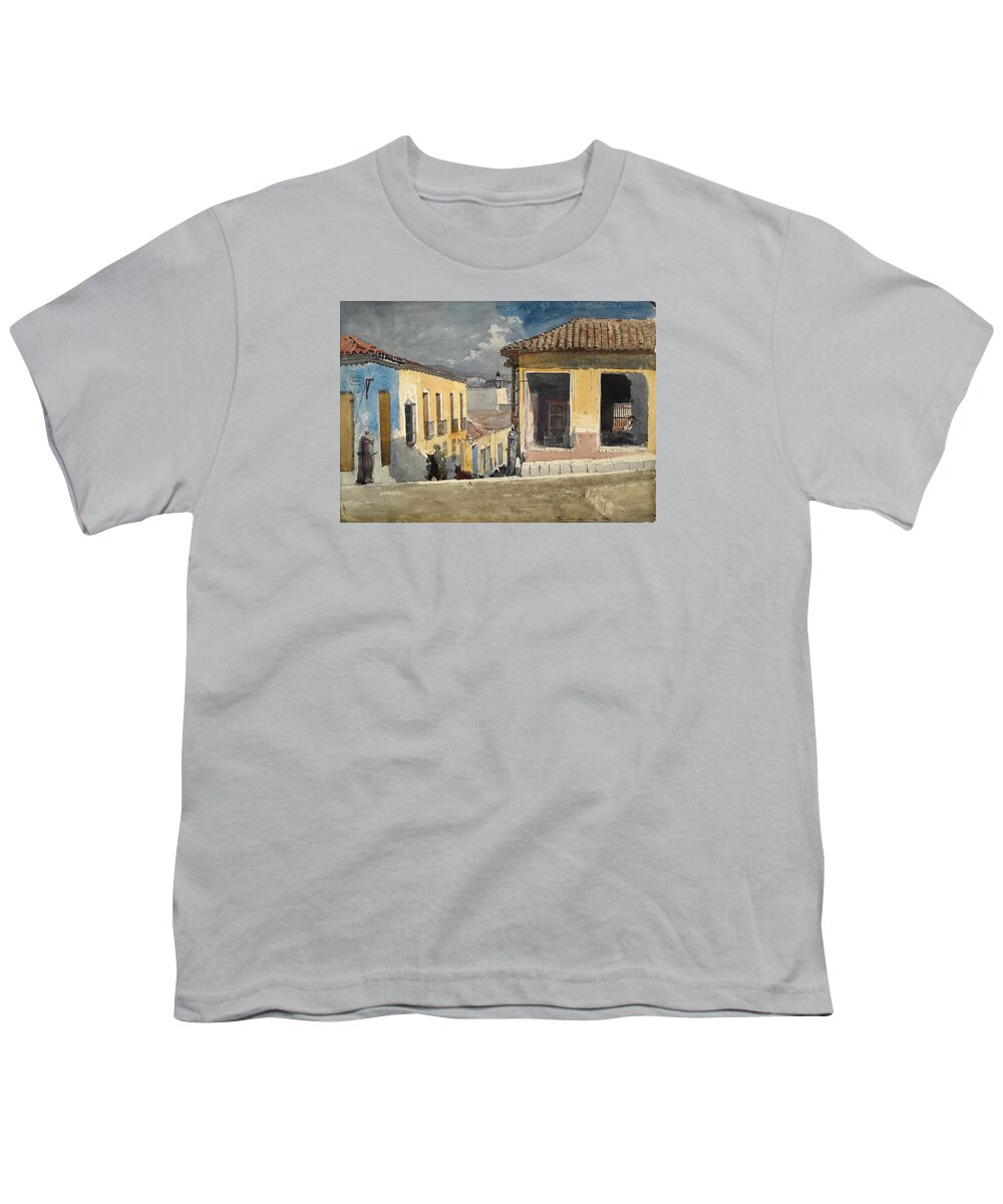 Winslow Homer Youth T-Shirt featuring the drawing Santiago de Cuba. Street Scene by Winslow Homer