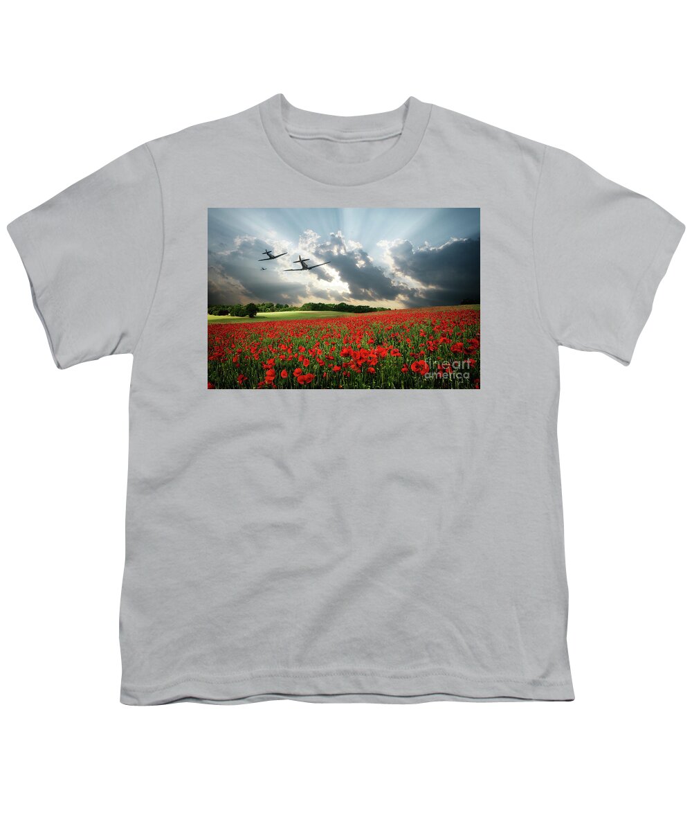 Spitfires Youth T-Shirt featuring the digital art Spitfires - The last Mission #1 by Airpower Art