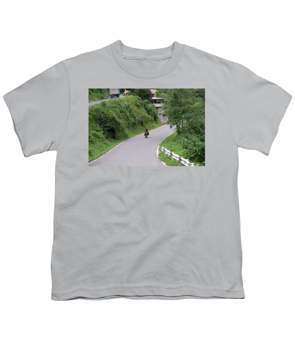 Bicycle Youth T-Shirt featuring the digital art Leymebamba City Center #10 by Carol Ailles