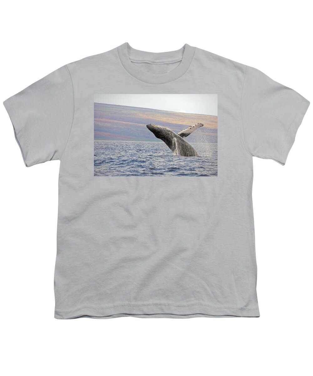 Outdoors Youth T-Shirt featuring the photograph Breaching Humpback Whale Megaptera #2 by Dave Fleetham