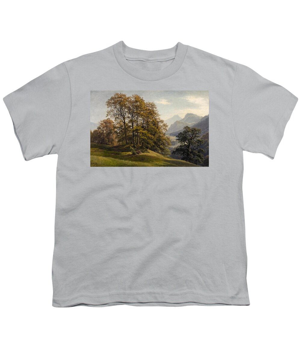 Wooded Landscape Youth T-Shirt featuring the painting Wooded Landscape by MotionAge Designs
