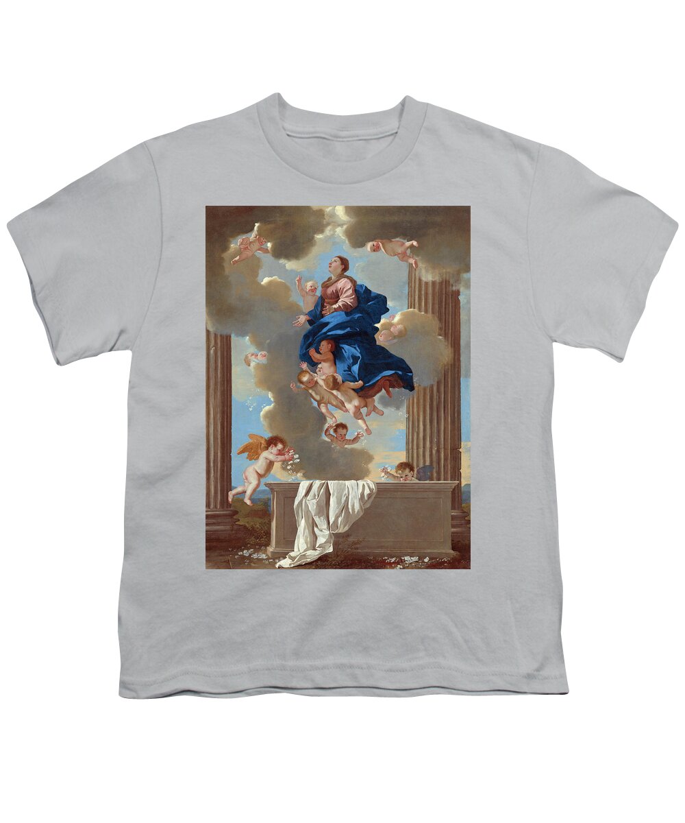 Nicolas Poussin Youth T-Shirt featuring the painting The Assumption of the Virgin #6 by Nicolas Poussin