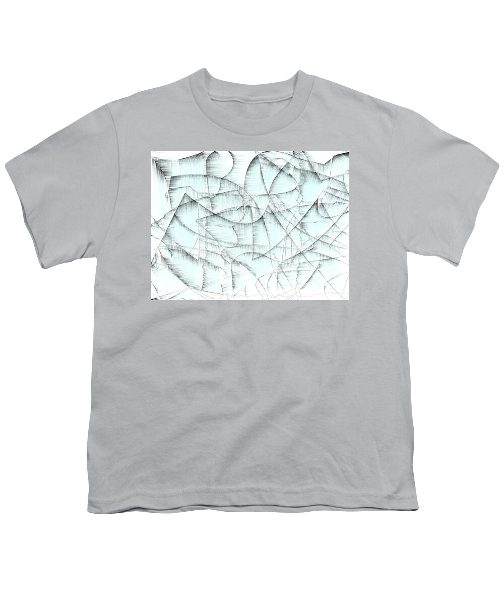 Rithmart Abstract Fade Fading Lines Organic Random Computer Digital Shapes Changing Colors Directions Fading Lines Shapes Widnes Youth T-Shirt featuring the digital art 4x3.175-#rithmart by Gareth Lewis