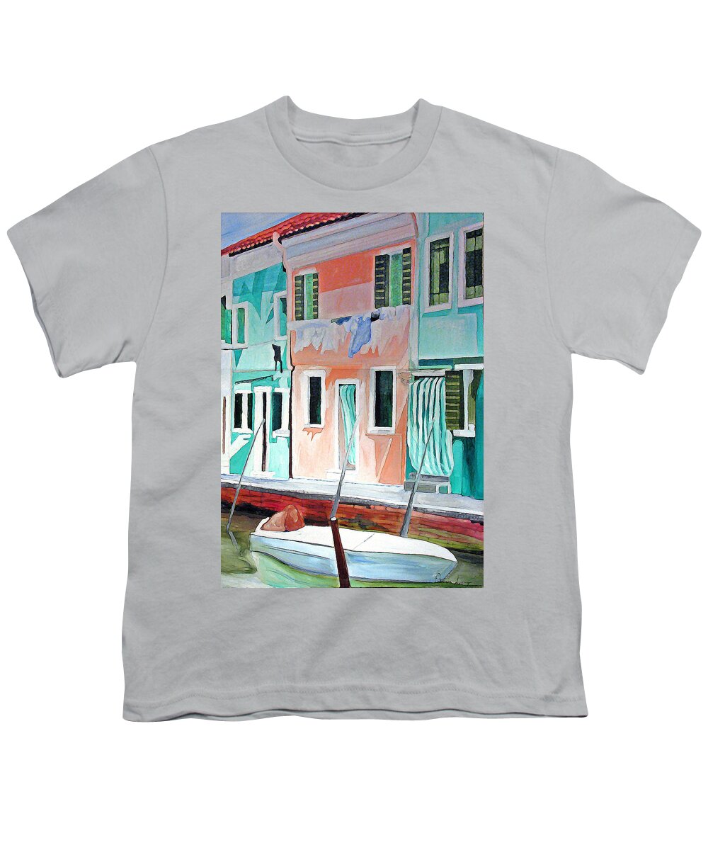 Italy Youth T-Shirt featuring the painting A Day In Burrano by Patricia Arroyo