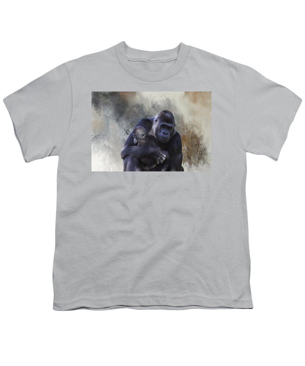 Gorilla Youth T-Shirt featuring the photograph A Mother's Love by Kim Hojnacki