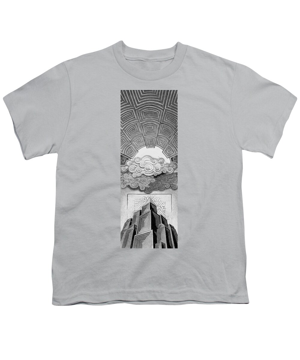 Art Youth T-Shirt featuring the drawing Active Sky by Myron Belfast