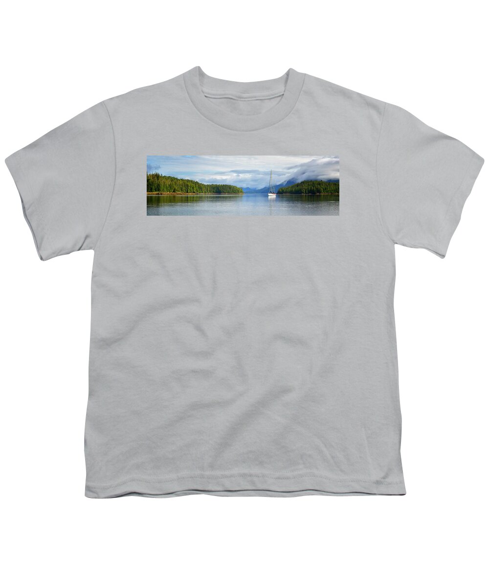 Landscape Youth T-Shirt featuring the photograph Anchored in the Bay by Claudio Bacinello