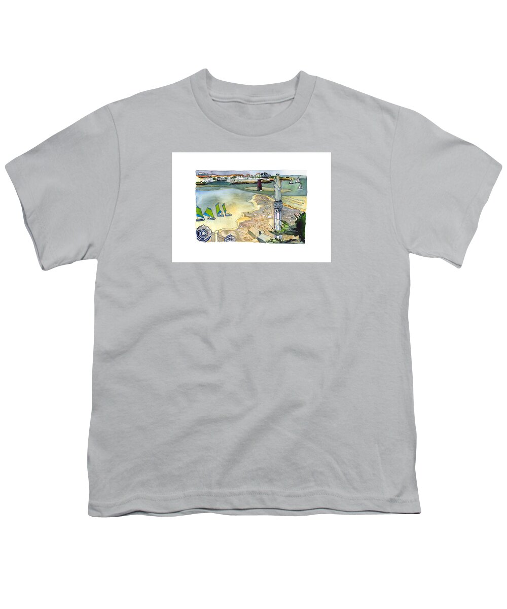 French Atlantic Youth T-Shirt featuring the painting Au Bord de la Mer, La Rochelle, Charente-Maritimes by Joan Cordell