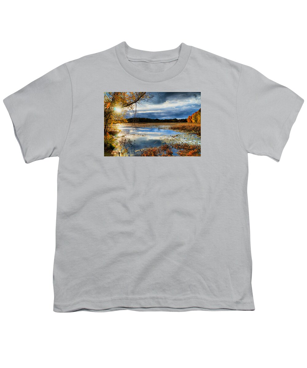 Sunset Youth T-Shirt featuring the photograph Autumn Evening glow by Lilia S