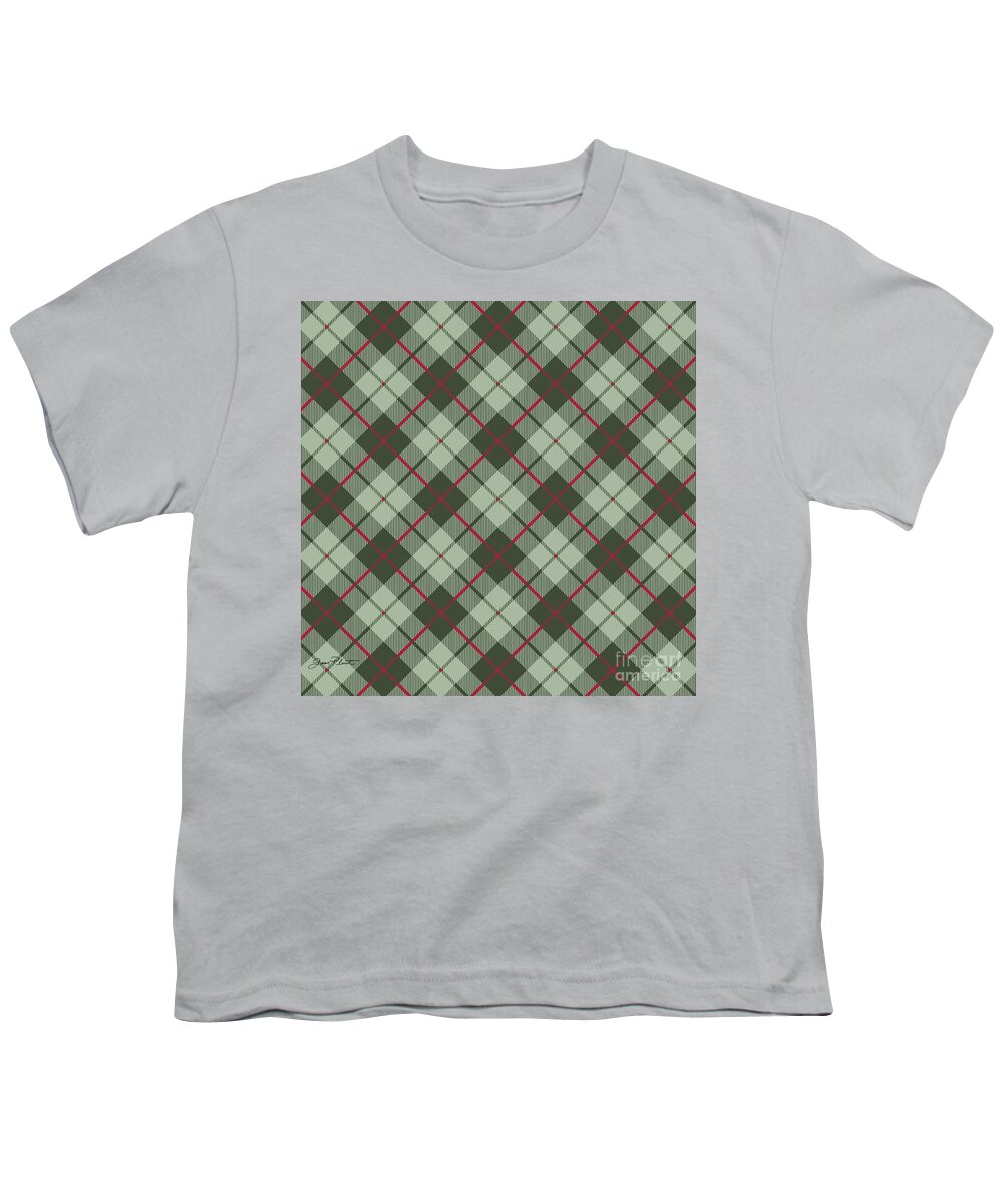 Plaid Youth T-Shirt featuring the digital art Bear Crossing Plaid by Jean Plout