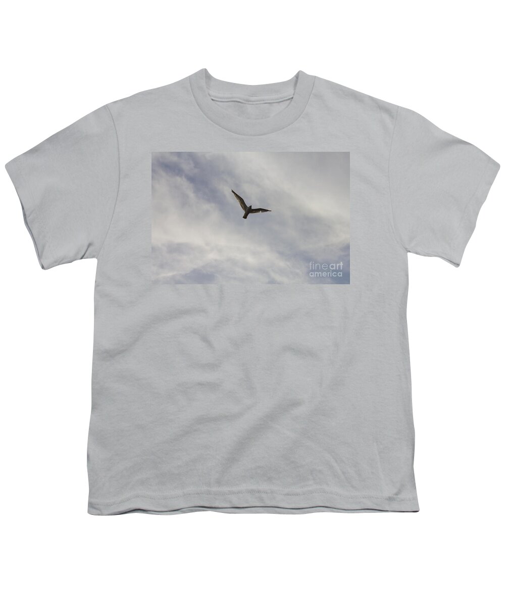 Skyscape Youth T-Shirt featuring the photograph Bird in Flight by Donna L Munro
