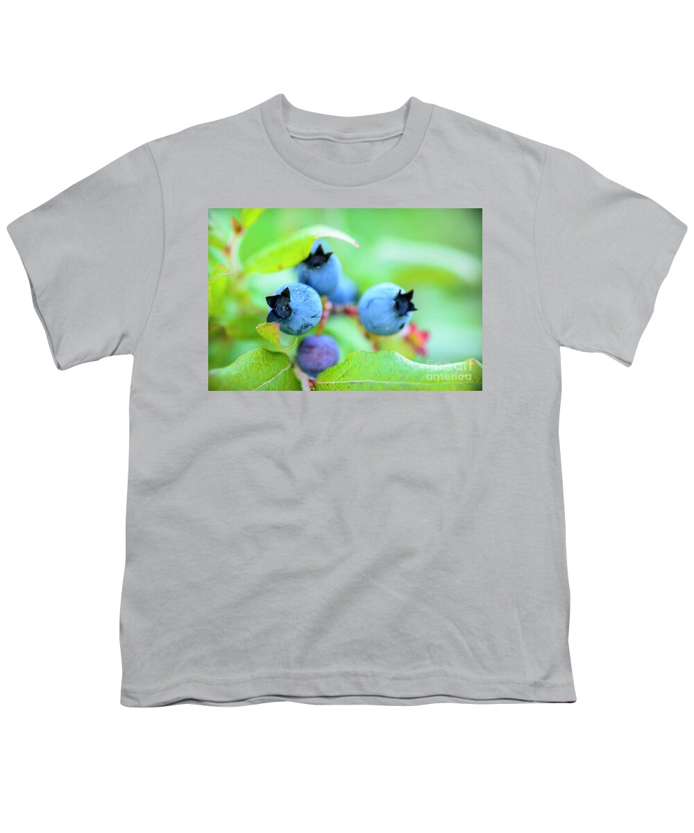Maine Wild Blueberries Youth T-Shirt featuring the photograph Blueberries Up Close by Alana Ranney