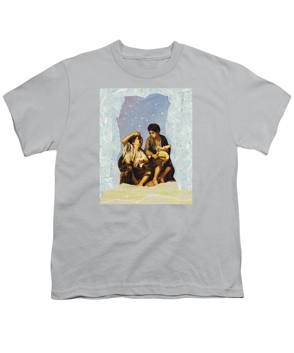 Collage Youth T-Shirt featuring the digital art Boys Eating Lunch by John Vincent Palozzi