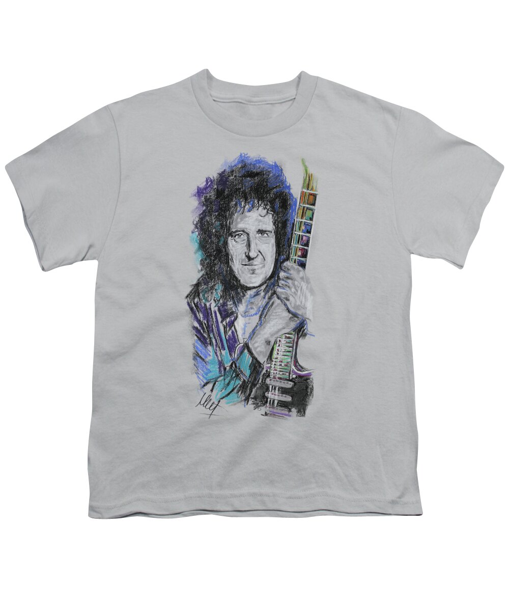 Brian May Youth T-Shirt featuring the pastel Brian May by Melanie D