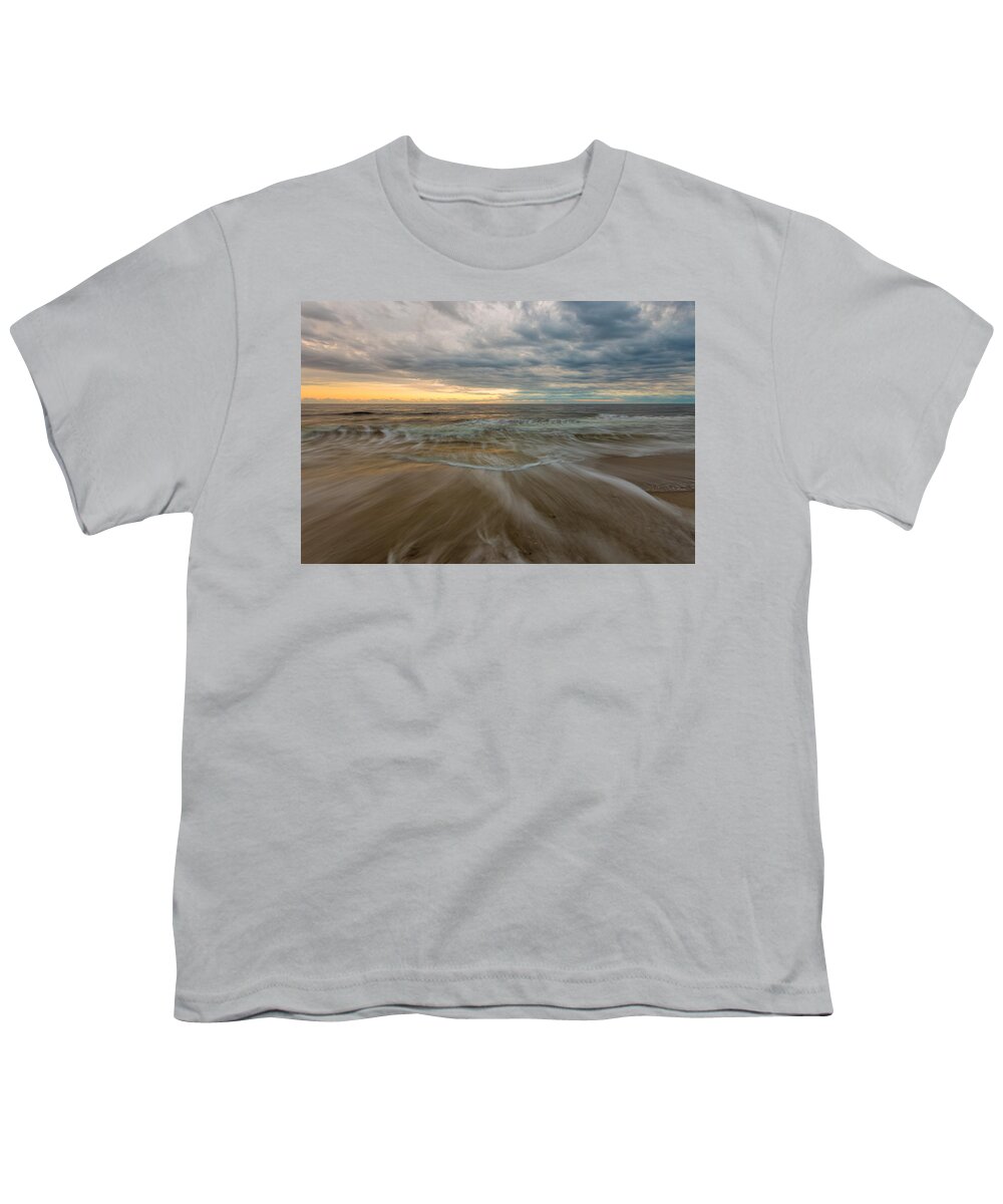 Oak Island Youth T-Shirt featuring the photograph Calming Waves by Nick Noble