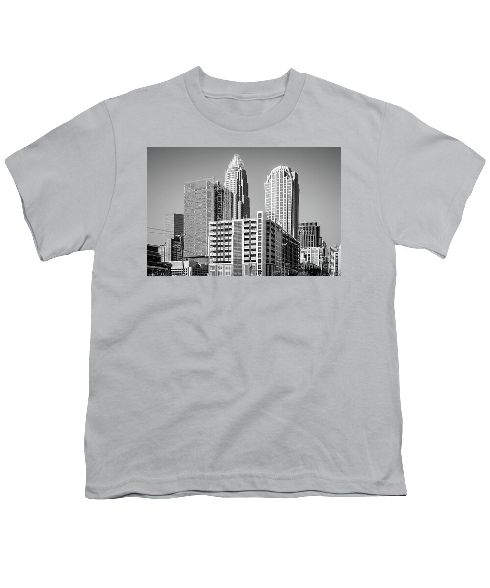 America Youth T-Shirt featuring the photograph Charlotte North Carolina Black and White Photo by Paul Velgos