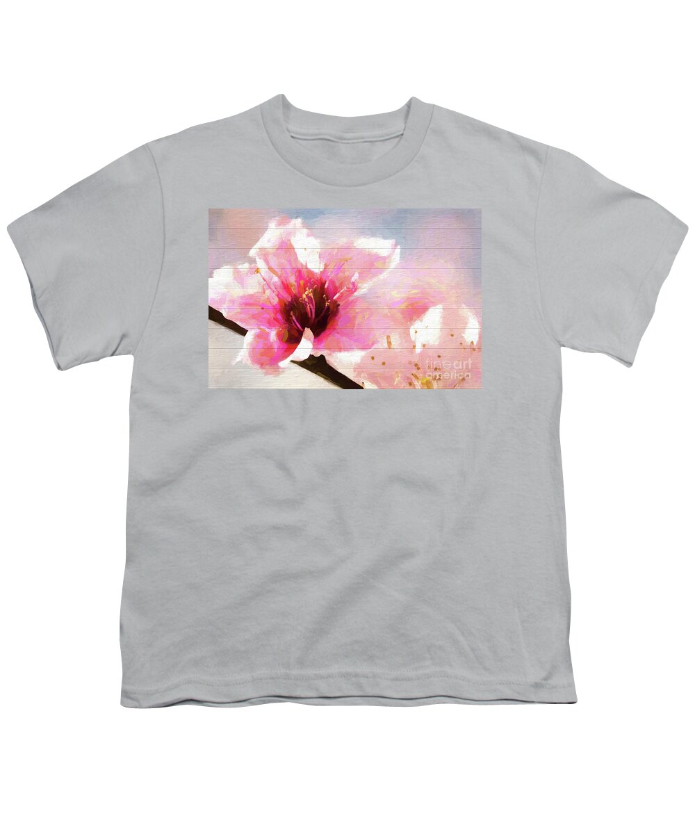 Sakura Youth T-Shirt featuring the photograph Cherry Blossom Wood Background by Andrea Anderegg