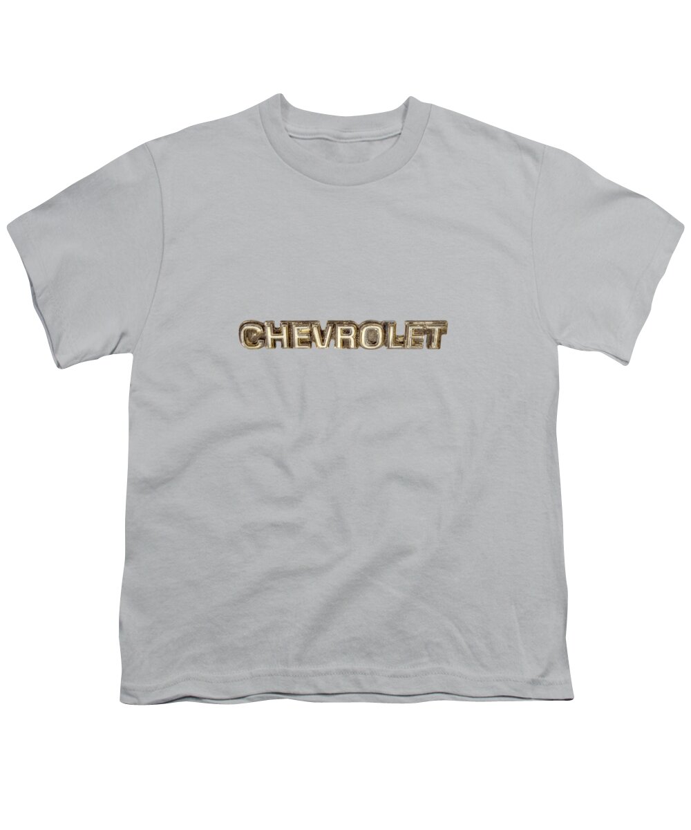 Automotive Youth T-Shirt featuring the photograph Chevrolet Chrome Emblem by YoPedro