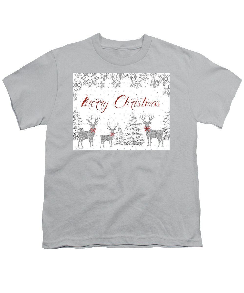Christmas Youth T-Shirt featuring the digital art Christmas Silver 2 by Jean Plout
