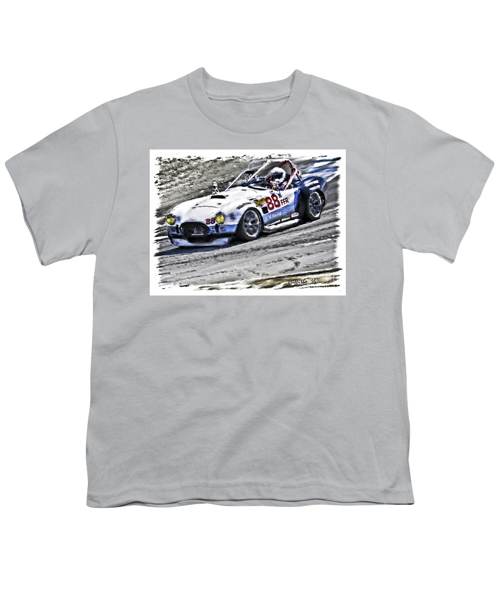 Cobra Youth T-Shirt featuring the photograph Cobra Laguna Seca by Tom Griffithe