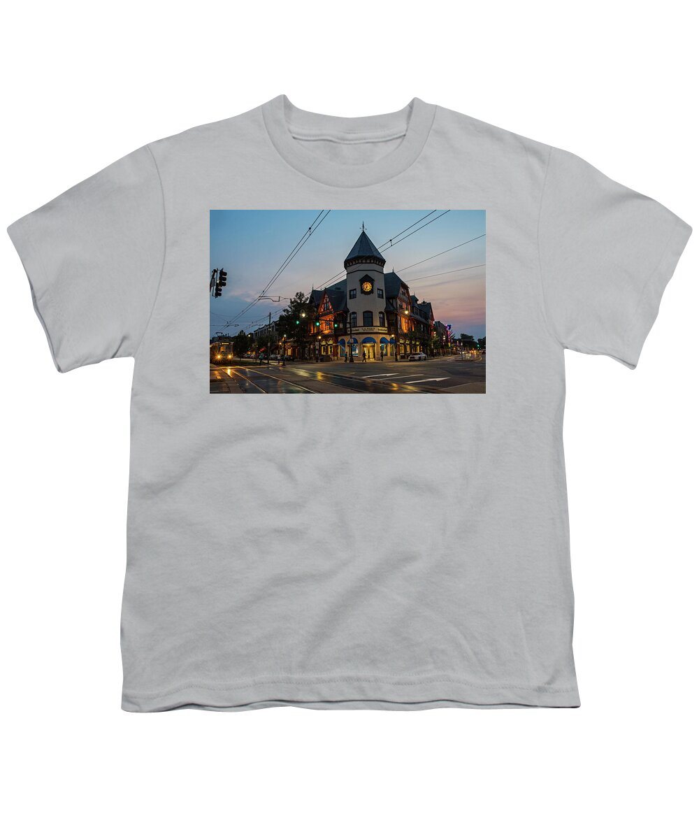 Brookline Youth T-Shirt featuring the photograph Coolidge Corner Brookline MA Clock by Toby McGuire