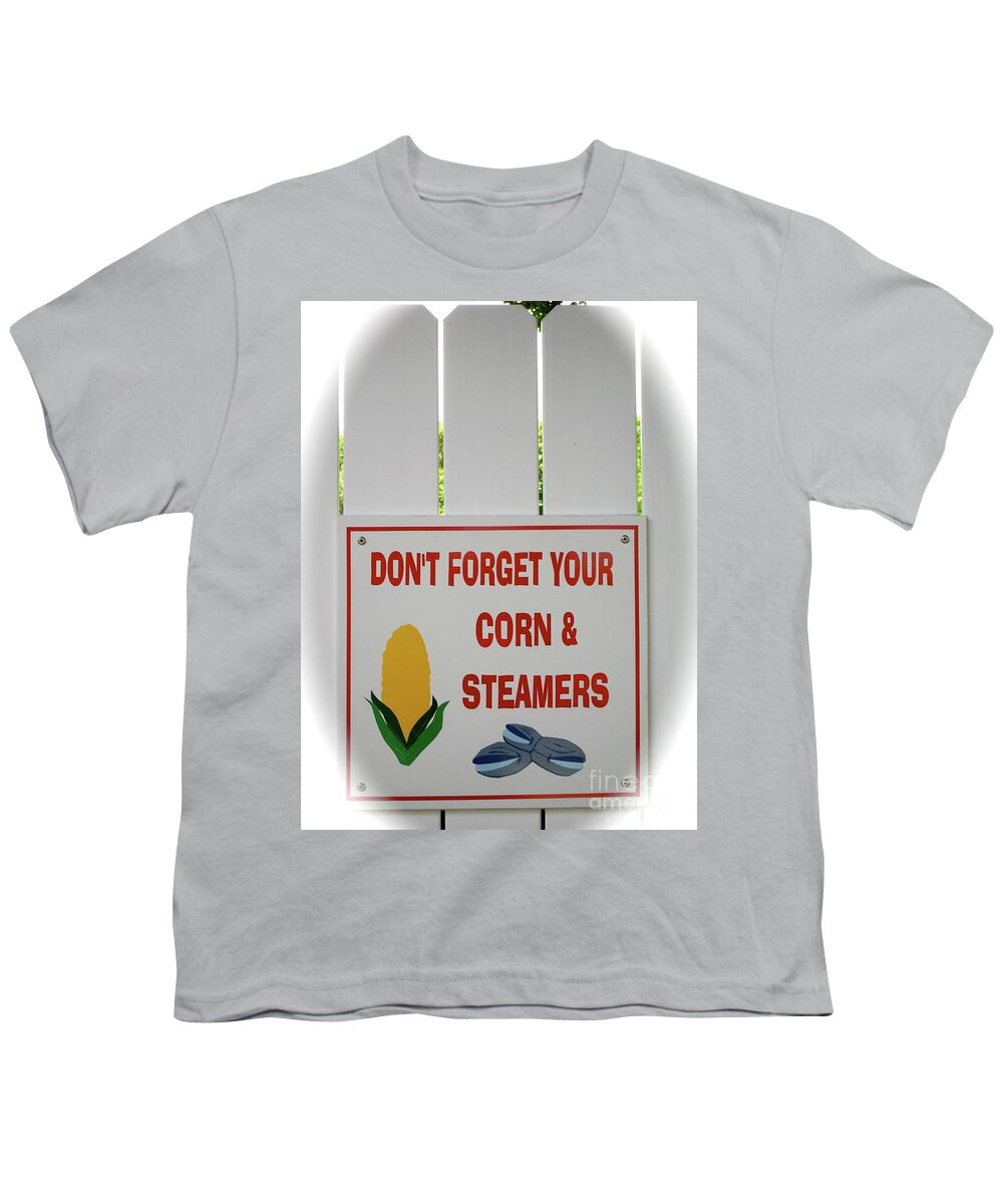 Fence Youth T-Shirt featuring the photograph Corn and Steamers by Beth Saffer