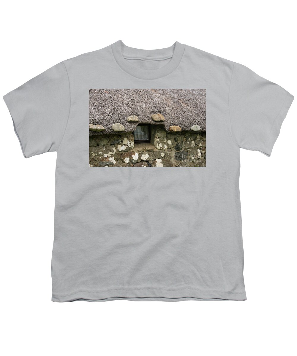 Museum Of Island Life Youth T-Shirt featuring the photograph Cottage Thatched Roof and Window by Bob Phillips