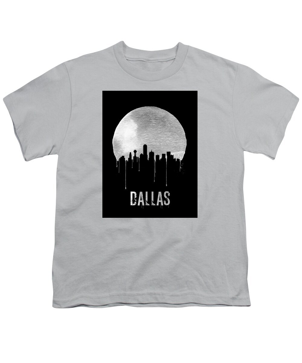 Dallas Youth T-Shirt featuring the digital art Dallas Skyline Black by Naxart Studio