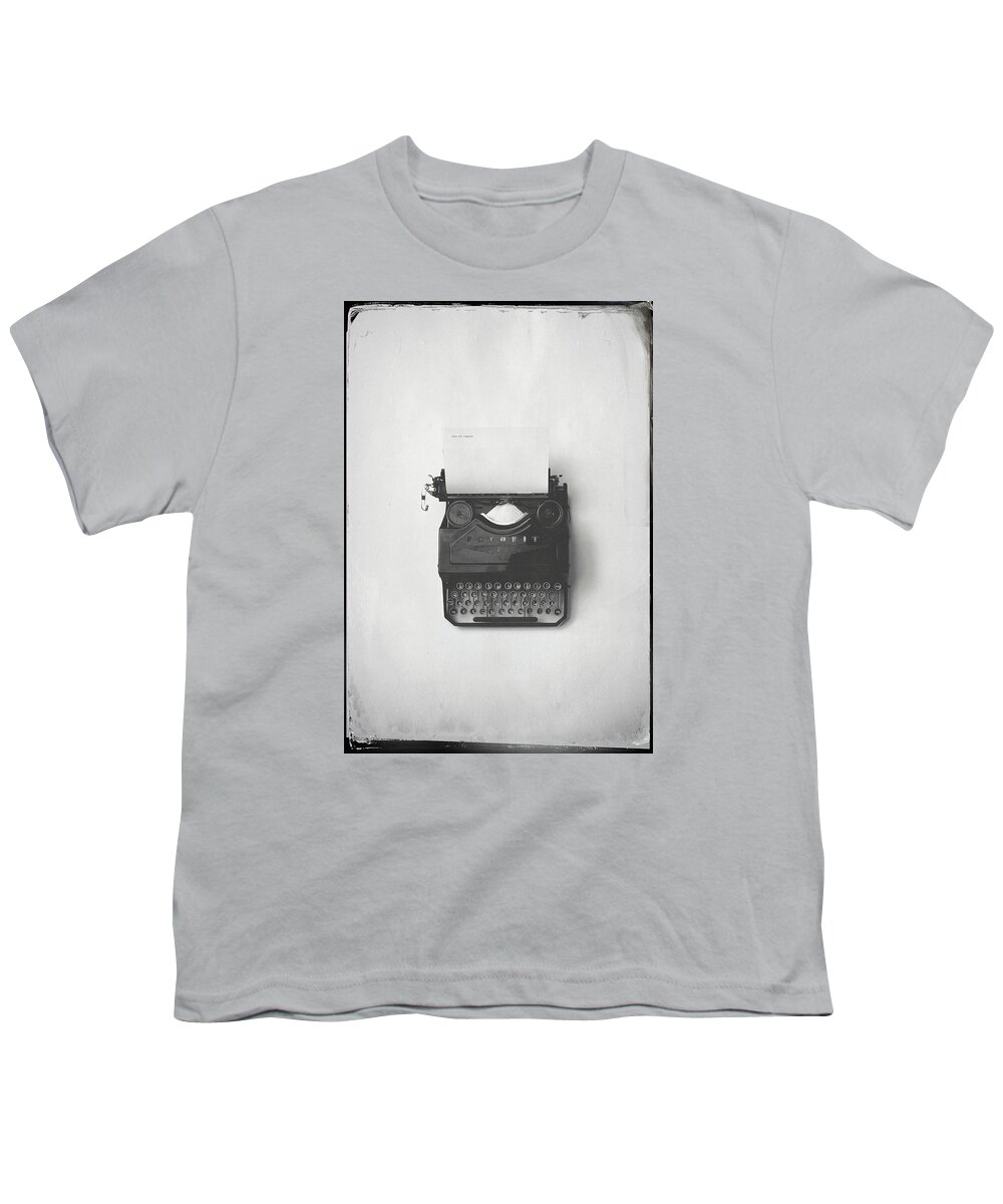 Adler Favorit Typewriter Youth T-Shirt featuring the photograph Does Not Compute. by Susan Maxwell Schmidt