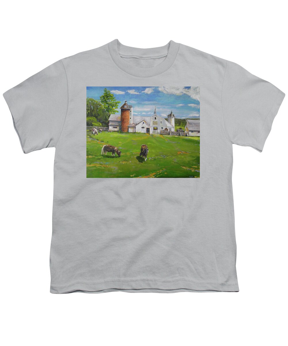 Elm Grove Youth T-Shirt featuring the painting Elm Grove Farm by Susan Esbensen