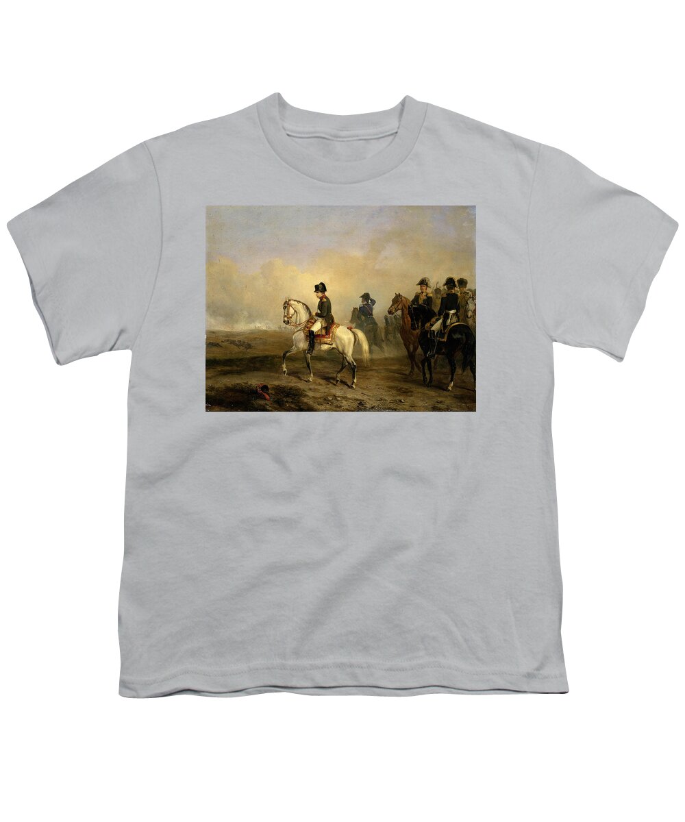 Horace Vernet Youth T-Shirt featuring the painting Emperor Napoleon I and his Staff on Horseback by Horace Vernet