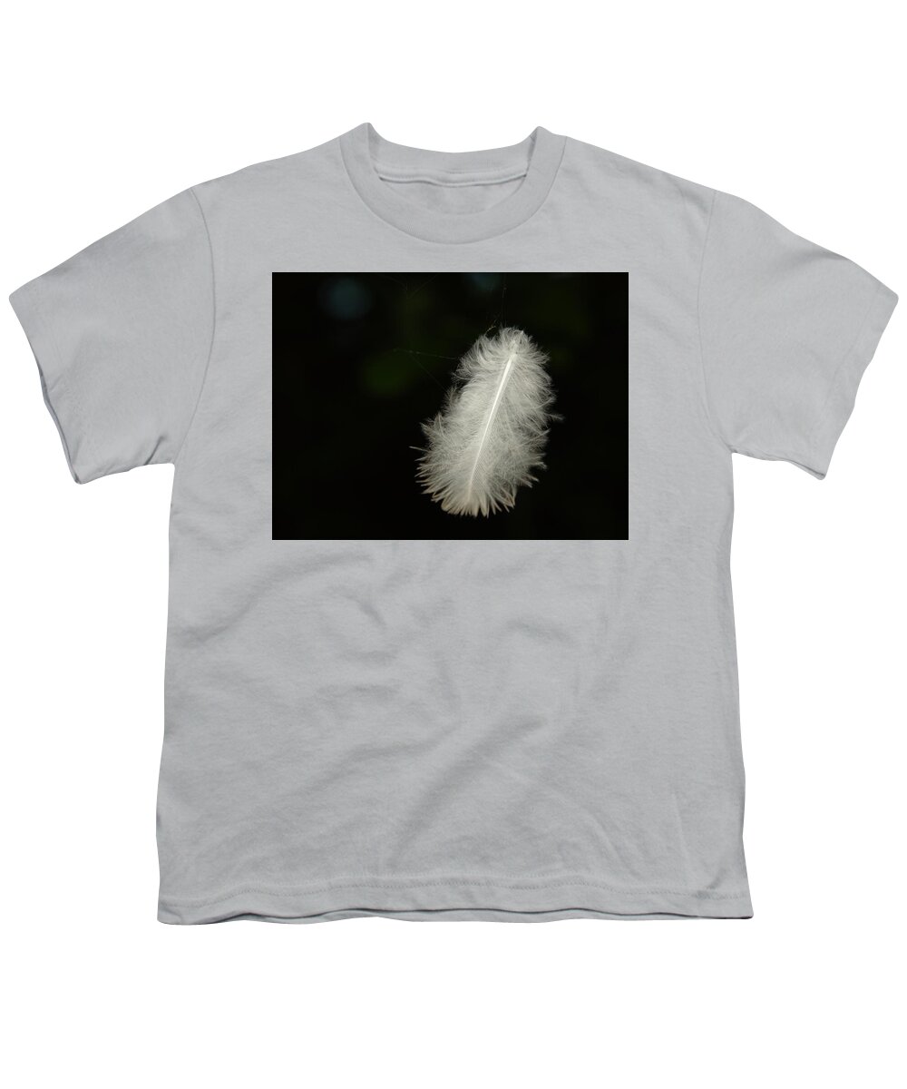 Feather Youth T-Shirt featuring the photograph Feather On Spider Threads by Adrian Wale