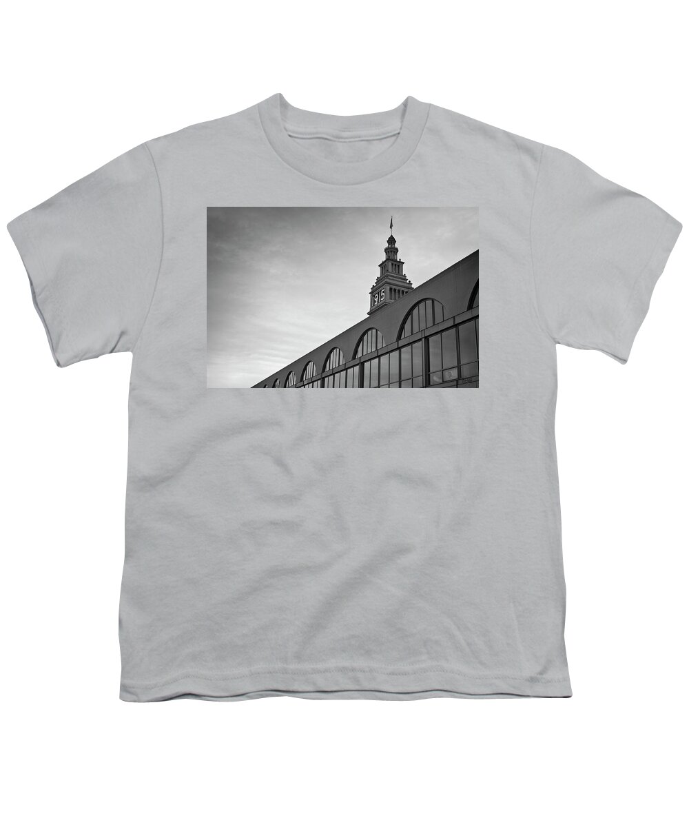 Ferry Youth T-Shirt featuring the photograph Ferry Building San Francisco I BW by David Gordon