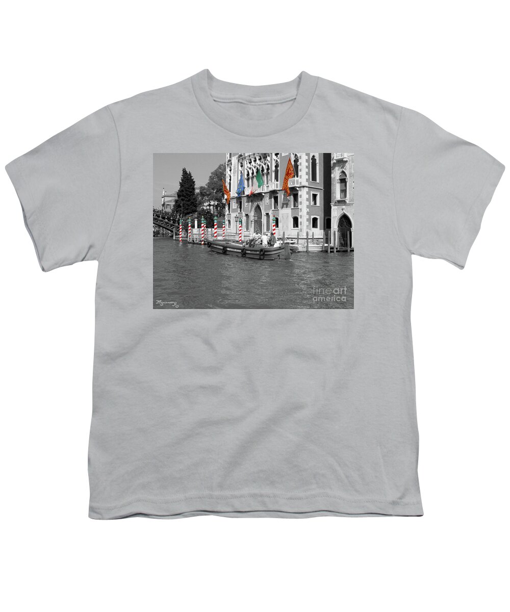 Selective Color Youth T-Shirt featuring the photograph Flag and Poles by Mariarosa Rockefeller