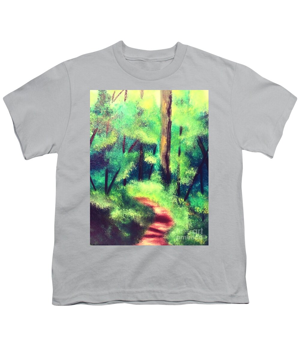 Forest Youth T-Shirt featuring the painting Forest Path by Denise Tomasura