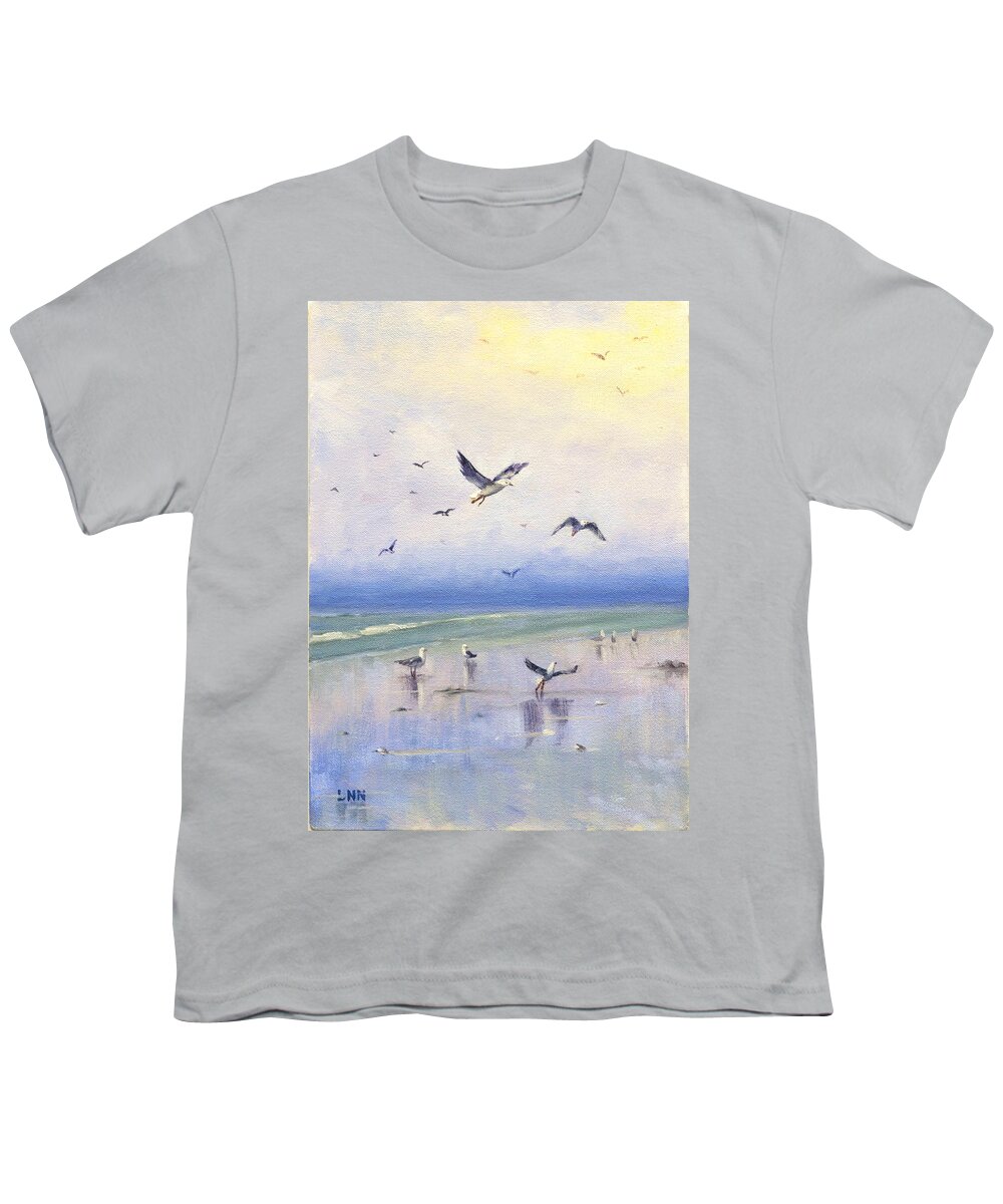 Beach Youth T-Shirt featuring the painting Freely by Ningning Li