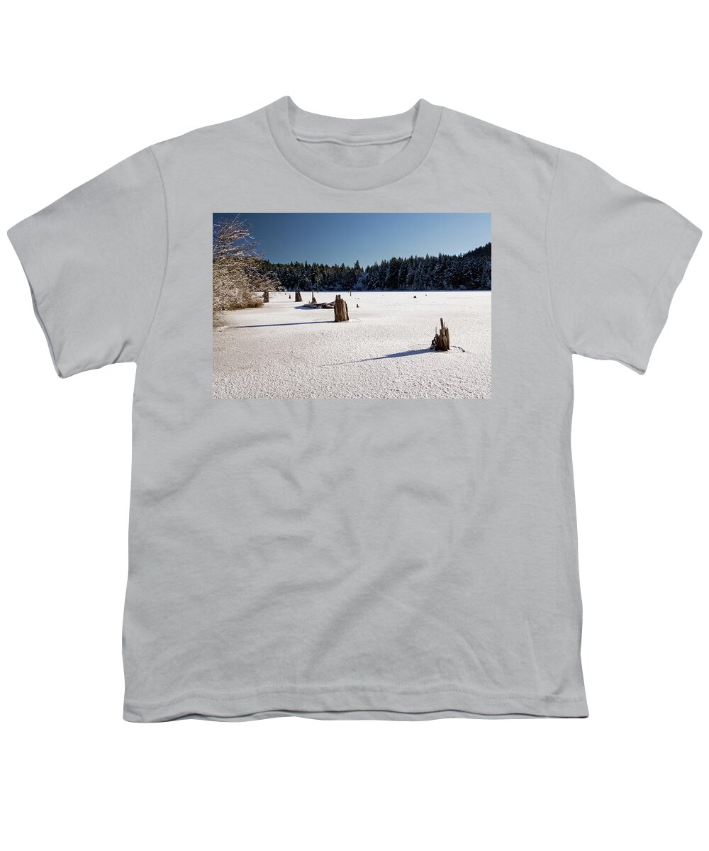 Winter Youth T-Shirt featuring the photograph Frozen Lake by Inge Riis McDonald