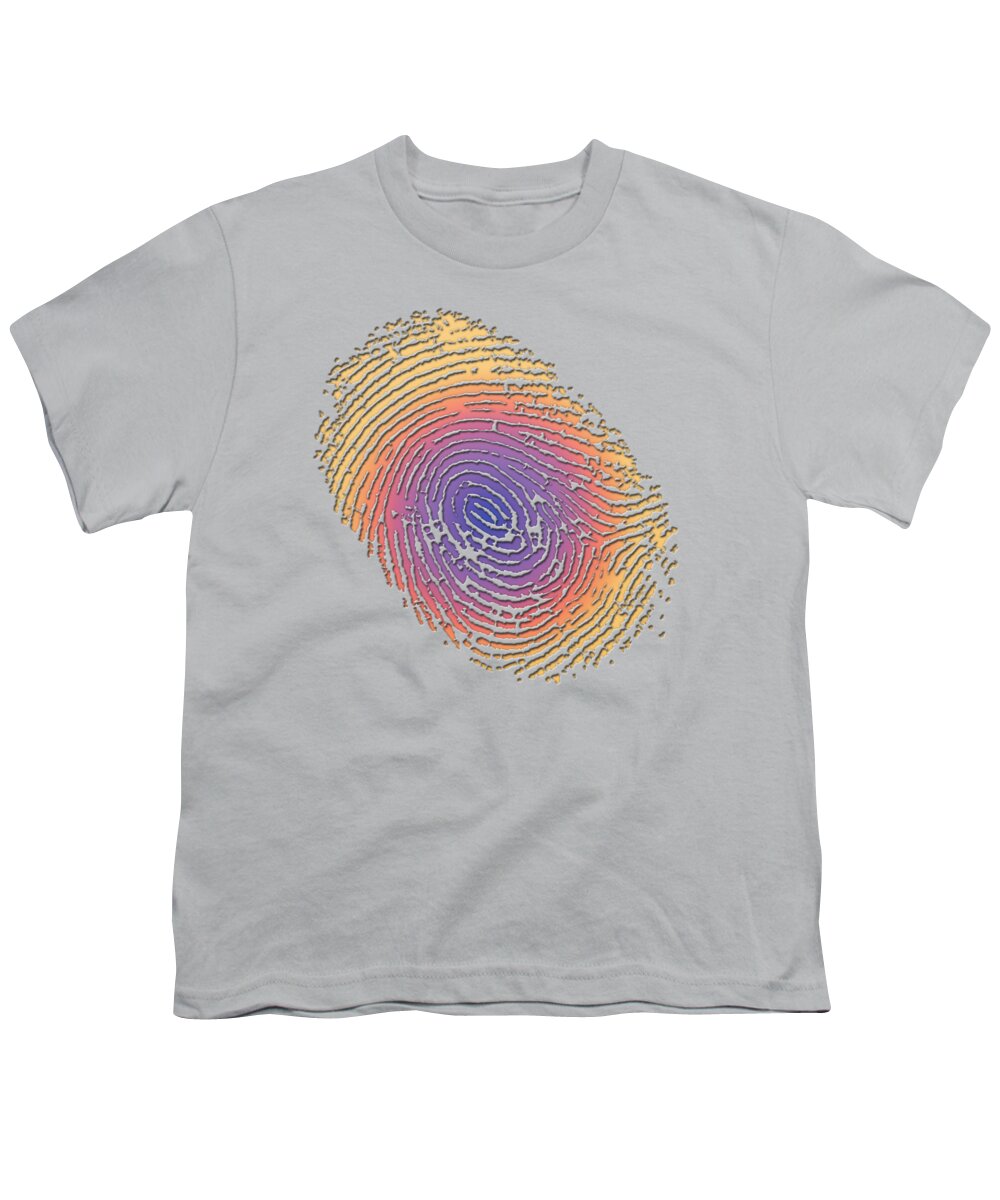 'inconsequential Beauty' Collection By Serge Averbukh Youth T-Shirt featuring the digital art Giant Iridescent Fingerprint on Wickham Gray Set of 4 - 3 of 4 by Serge Averbukh