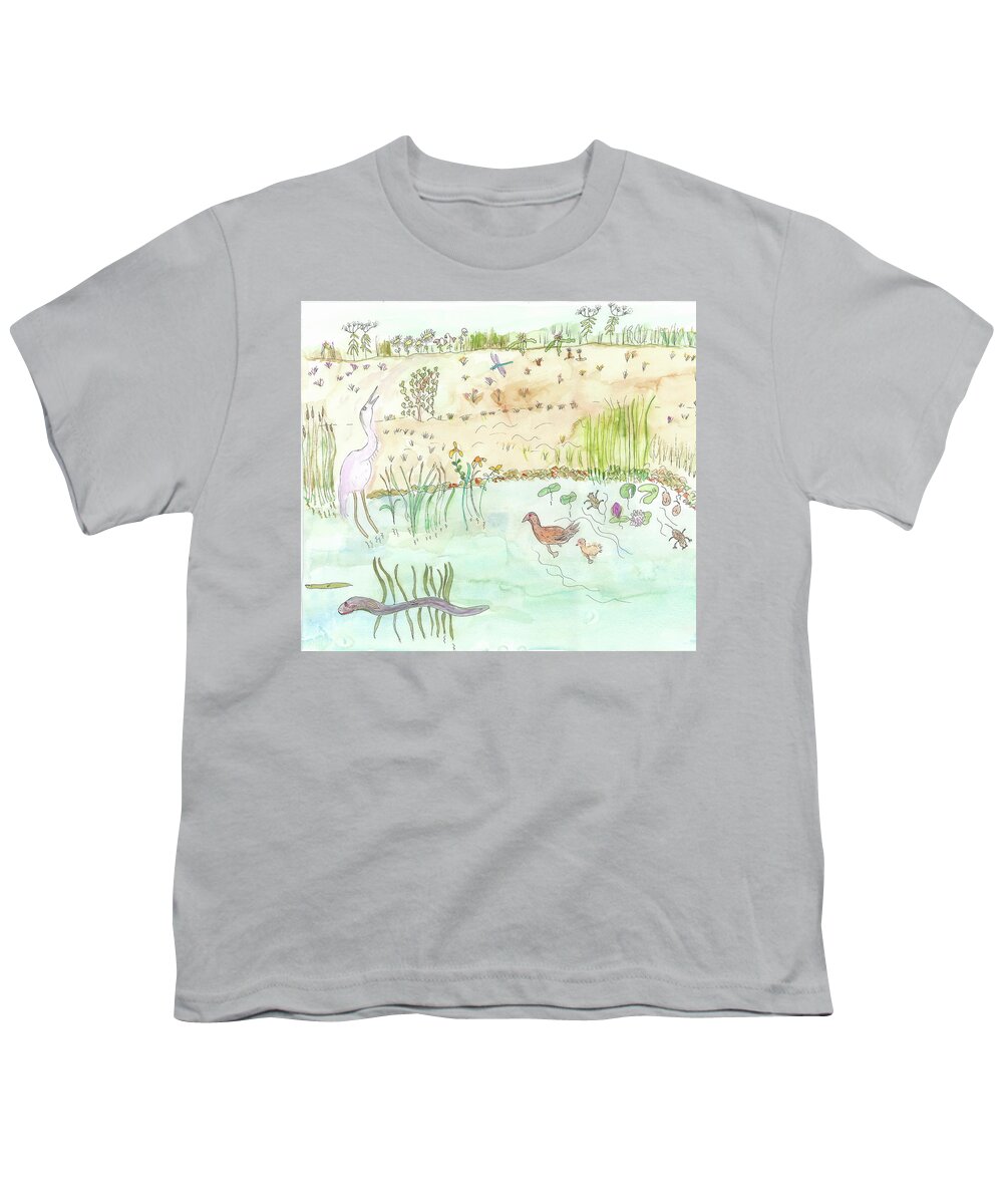 Hempstead Harbor Youth T-Shirt featuring the painting Glenwood Landing, NY by Helen Holden-Gladsky