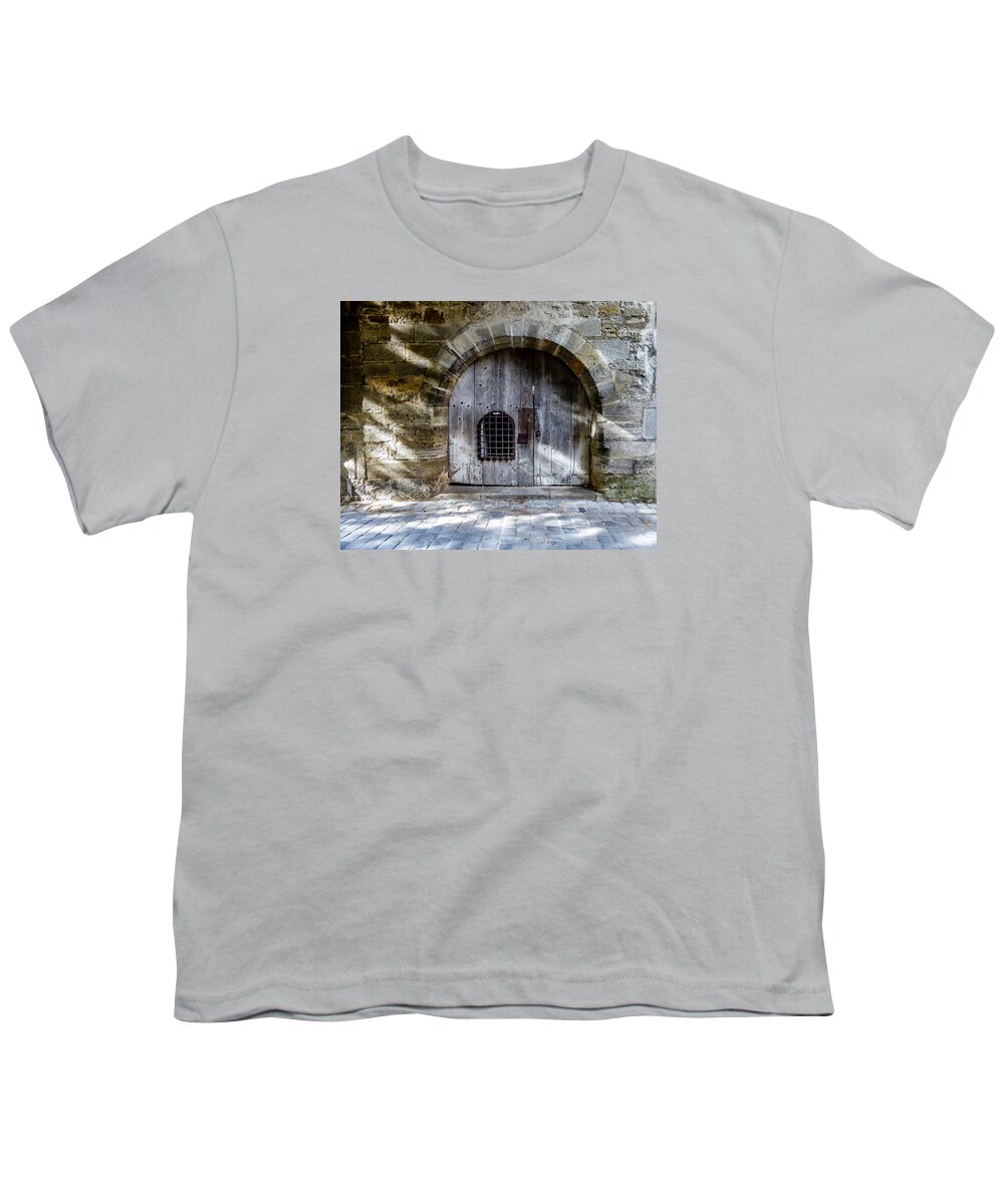 Door Youth T-Shirt featuring the photograph Guard Tower Door - Rothenburg by Pamela Newcomb