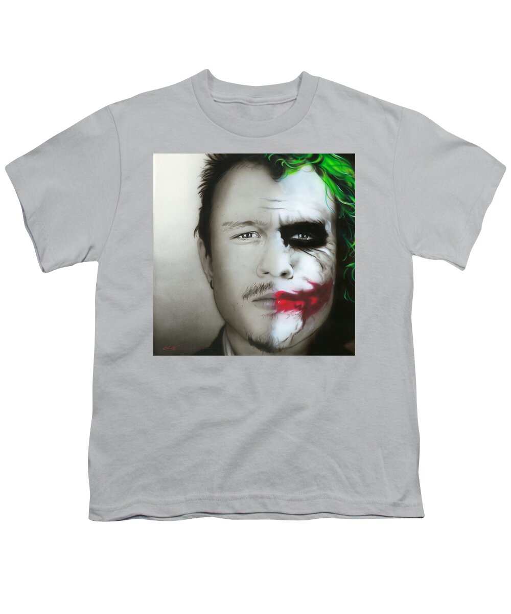 Tilladelse humane penge Heath Ledger / Joker Youth T-Shirt by Christian Chapman Art - Pixels Merch