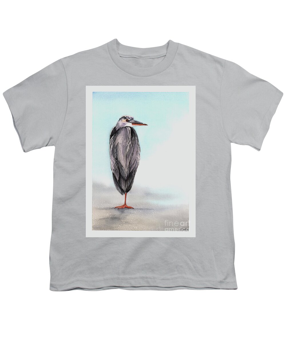 Heron Youth T-Shirt featuring the painting Heron by Hilda Wagner